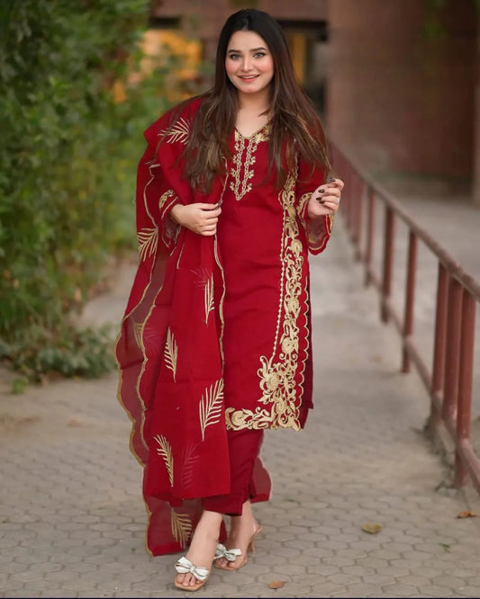 Fancy Embroidery 3 Piece Suit