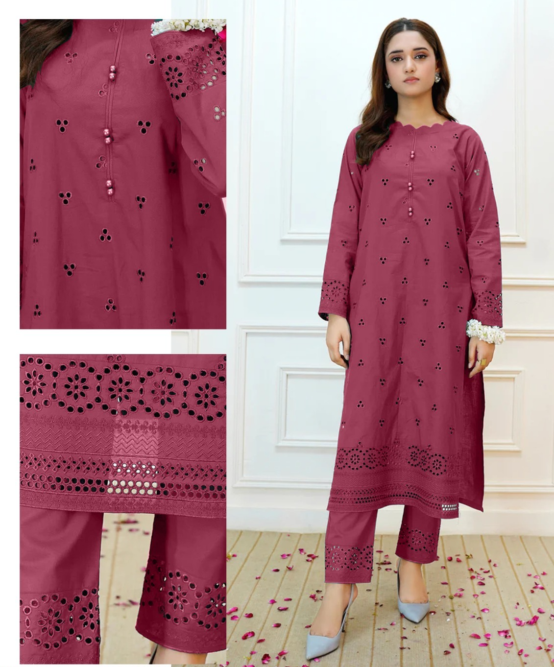 Boring Embroidery 2 Piece Suit